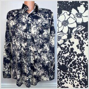 Vintage 1970s Mixed Black & White Print Floral Western Shirt DJ Dickson-Jenkins